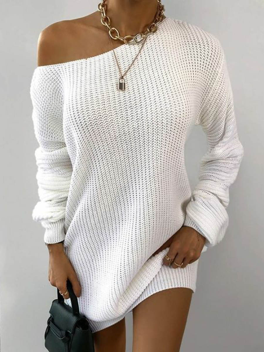 Casual Solid Color Knitted Sweater