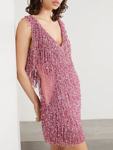 Load image into Gallery viewer, Fashion Fringed Stitching Mini Dress
