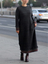 Load image into Gallery viewer, Grey autumn and winter fashion loose casual wool dress
