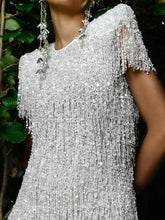 Load image into Gallery viewer, Fashion Short-sleeved Sequined Fringed Mini Dress
