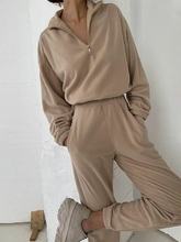 Load image into Gallery viewer, Fashionable Simple Solid Color Zipper Lapel Women&#39;S Casual Suit
