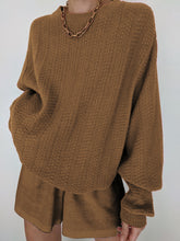 Load image into Gallery viewer, Pure Color Casual Long-Sleeved Knitted Shorts Suit
