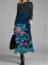 Load image into Gallery viewer, Elegant Long Sleeve Casual Dress with Floral Print and Polka Dots
