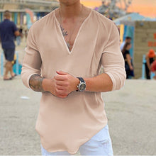 Load image into Gallery viewer, Casual Solid Color V-Neck Men&#39;S Long-Sleeved T-Shirt
