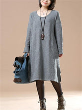 Load image into Gallery viewer, Casual Women&#39;S Loose Solid Color Round Neck Sweater Dress

