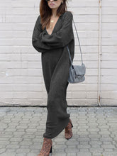 Load image into Gallery viewer, Solid Color V-Neck Knitted Dress
