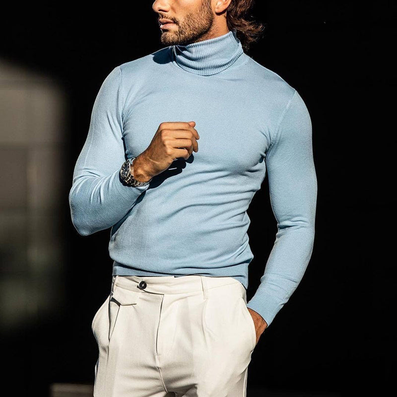 Casual Solid Color Turtleneck Slim Long-Sleeved Sweater