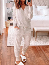 Load image into Gallery viewer, Fashion V-neck Long Sleeve Two-piece Suit
