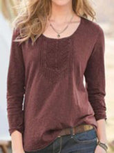 Load image into Gallery viewer, Long Sleeve Velvet Round Neck Vintage Shirt And Top
