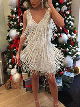 Load image into Gallery viewer, Fashion Sexy Fringed Sequin Mini Dress

