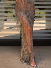Load image into Gallery viewer, Fashion Sleeveless Single Room Tassel Evening Dress
