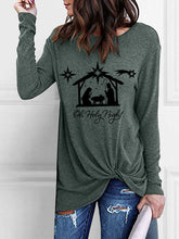 Load image into Gallery viewer, Casual Comfortable Jesus Birth Print Twist Women&#39;s Long Sleeve T-shirt
