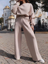 Load image into Gallery viewer, Women&#39;S Solid Color Casual Round Neck Sports Loose Two-Piece Suit

