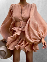 Load image into Gallery viewer, 达不到供应链要求，产品下架Retro Lantern Sleeve Ruffle Two-piece Casual Women&#39;s Suit
