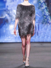 Load image into Gallery viewer, Fashion Solid Color Sexy Tassel Evening Dress
