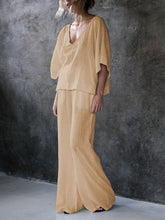 Load image into Gallery viewer, Solid Color Mid Sleeve Loose Casual Two Piece Suit
