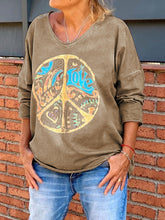 Load image into Gallery viewer, Casual Loose V-neck Printed Long-sleeved Top
