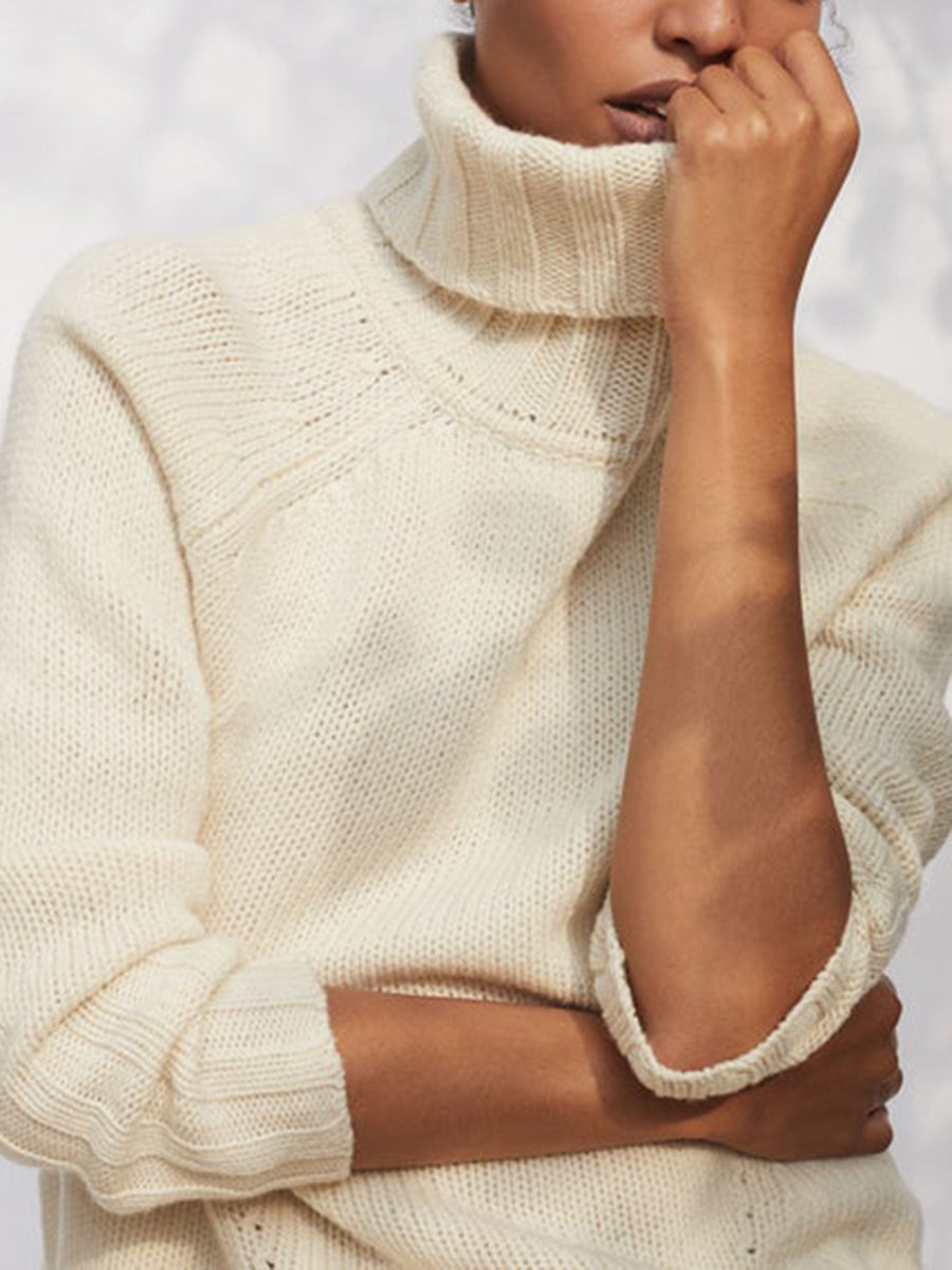 Wool Cashmere Blend Roll Neck Sweater