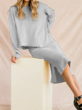 Load image into Gallery viewer, Fashion Elegant Loose Casual Long Sleeve Hooded Top Skirt Knitted Suit
