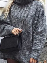 Load image into Gallery viewer, Women&#39;S Fashion Casual High Neck Knitted Sweater Dress
