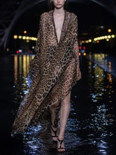 Load image into Gallery viewer, Sexy V-neck Leopard Print High Waist Long Dress
