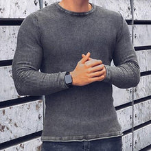 Load image into Gallery viewer, Men&#39;S Fashion Solid Color Round Neck Slim Knit Sweater
