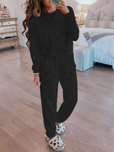 Load image into Gallery viewer, Two-piece Suit of Solid Color Casual Top and Loose Trousers
