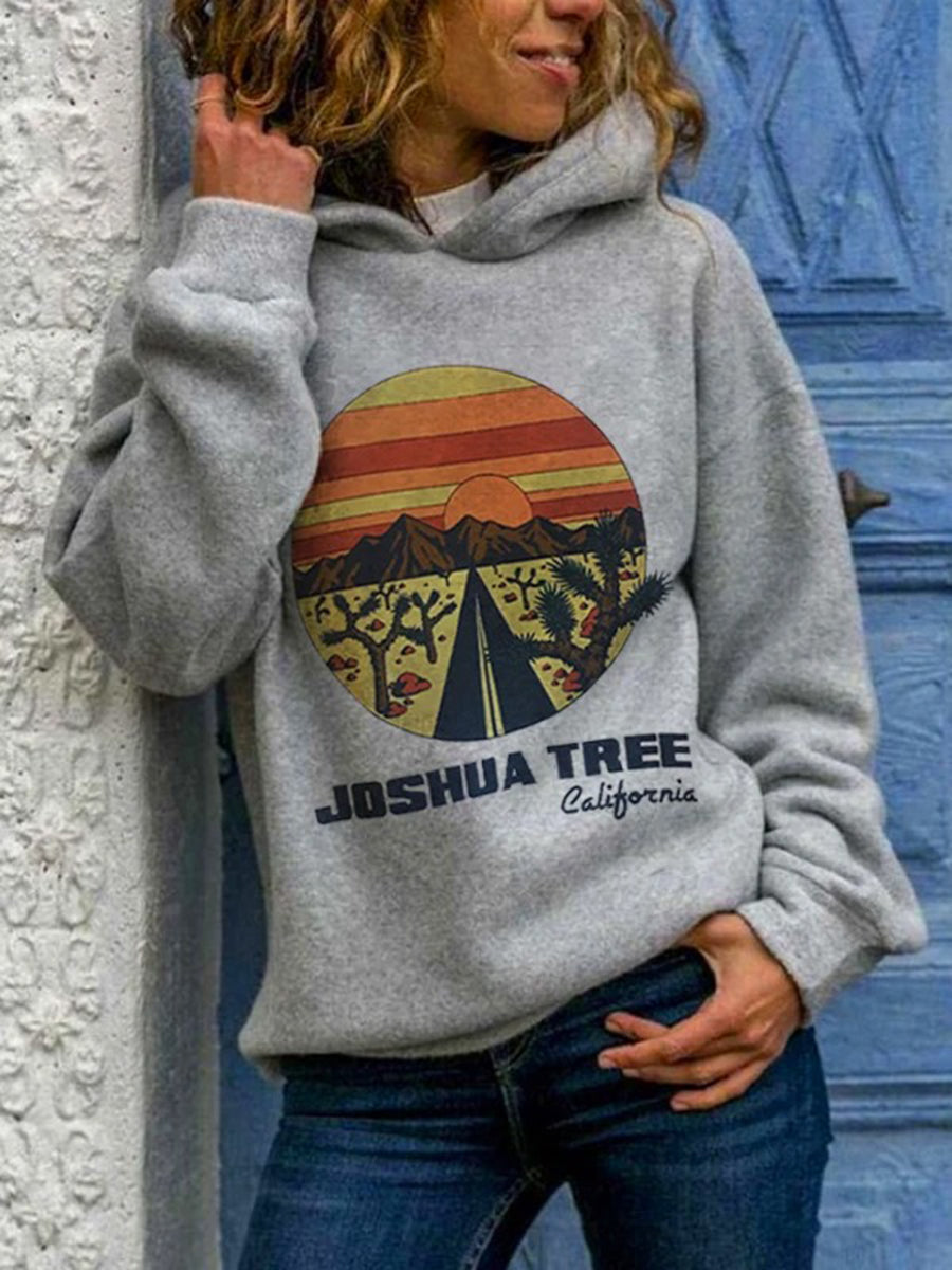 Women's Western Joshua Tree Print Hoodie Sweatshirt