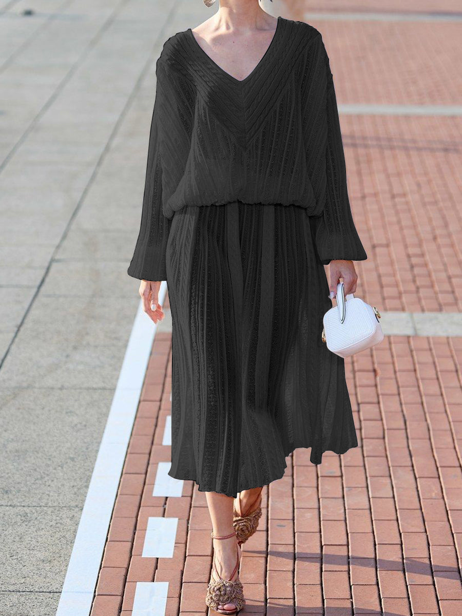 Fashion Casual Solid Color Loose Long Sleeve Two-piece Suit