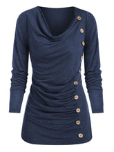 Load image into Gallery viewer, Long-sleeved Button Fashion Crinkle Blend Top
