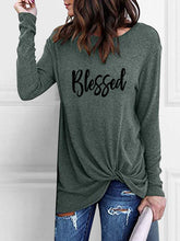 Load image into Gallery viewer, Casual Comfortable Blessing Printed Twist Women&#39;S Long Sleeve T-Shirt
