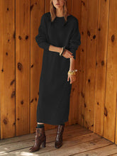 Load image into Gallery viewer, Knitted Warm Solid Color Loose Round Neck Casual Dress
