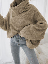 Load image into Gallery viewer, Fashion Casual High Neck Puff Sleeve Pullover Solid Color Sweater
