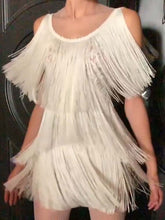 Load image into Gallery viewer, Fashion Casual Round Neck Fringed Mini Dress
