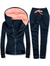 Load image into Gallery viewer, Pure Color Warm Hooded Coat Suit
