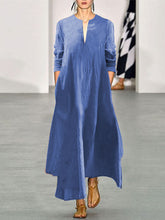 Load image into Gallery viewer, Fashion Simple Long Sleeve V Neck Maxi Dress
