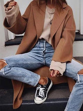 Load image into Gallery viewer, Loose Casual Solid Color Lapel Long Coat
