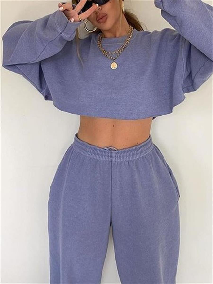 High-Grade Solid Color Casual Sports Women'S Suit