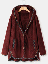Load image into Gallery viewer, Artistic Print Stitching Lamb Wool Hooded Women&#39;s Jacket
