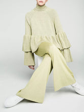 Load image into Gallery viewer, Fashion Solid Color High Neck Knitted Casual Two-piece Sets
