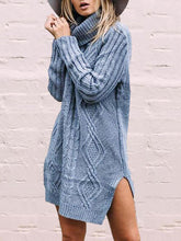 Load image into Gallery viewer, Women&#39;S Autumn And Winter Long-Sleeved High-Neck Split Knit Dress
