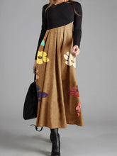 Load image into Gallery viewer, Printed Stitching High Waist Long Sleeve Casual Dress
