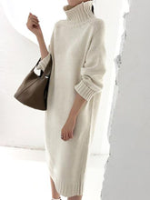 Load image into Gallery viewer, Women&#39;S Solid Color Casual High Neck Knitted Dress
