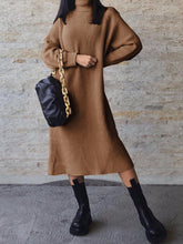 Load image into Gallery viewer, Fashion Knitted High Neck Loose Casual Sweater Dress
