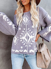 Load image into Gallery viewer, Autumn And Winter Ladies Retro Printed Knitted Sweater
