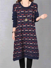 Load image into Gallery viewer, Retro Loose Women&#39;S Striped Sweater Dress

