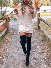 Load image into Gallery viewer, Solid Color Round Neck Women&#39;S Knitted Sweater Dress
