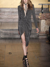 Load image into Gallery viewer, Fashion Long Sleeve V-neck Evening Dress
