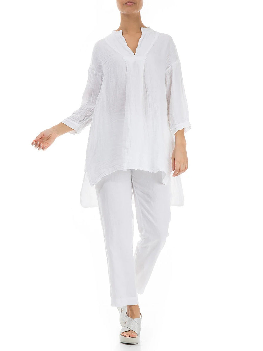 Simple Casual Loose Linen Long Sleeve Blouse