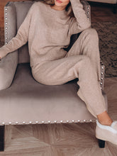 Load image into Gallery viewer, Comfortable Round Neck Knit Solid Color Loose Ladies Two-piece Suit
